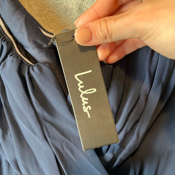 Lulus Navy Strapless Maxi Dress Sz M Bridesmaid Wedding Formal Evening Gown New - Picture 6 of 8